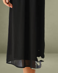 Black Round Neck A-Line Sleeveless Midi Dress