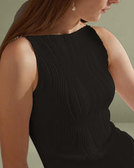 The Black Water Ripple Textured Cami Dress