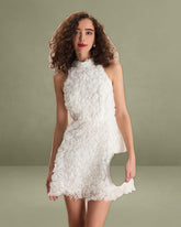 The White Mock Neck Tie-Back Mini Dress