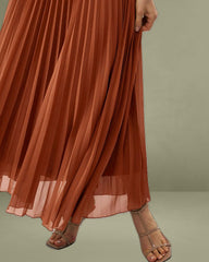 Caramel Sweetheart Neck Flowy Slip Maxi Dress