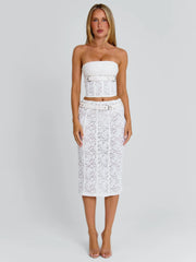 Ellapink LUNALLA MIDI SKIRT IVORY