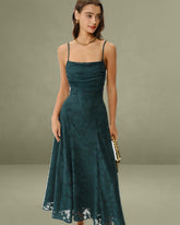 Green Jacquard A-Line Slip Maxi Dress