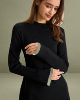 Black Contrast Long-Sleeve Sweater Mini Dress