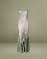 Green Floral Slip Mermaid Maxi Dress