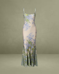 Green Floral Slip Mermaid Maxi Dress