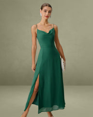 Green Cowl Neck Slip Maxi Dress