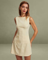 The Yellow Boat Neck Cutout Mini Dress