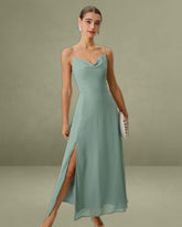 Green Slit Slip Maxi Dress