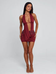 Ellapink VENARI MINI DRESS BURGUNDY