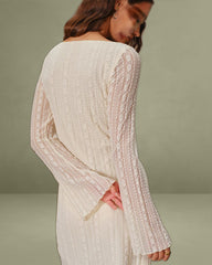 Apricot Lace Bell Sleeve Mini Dress