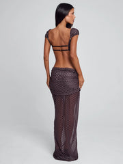 EULALIE MAXI DRESS BROWN POLKA DOT