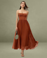 Caramel Sweetheart Neck Flowy Slip Maxi Dress