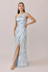 Ellapink Satin Floral Print Dress | Made To Order