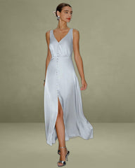 Grey A-Line Sleeveless Maxi Dress