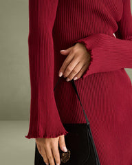 Women's Red Bell Sleeve Bodycon Sweater Dress