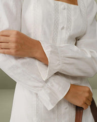 White Square Neck A-Line Mini Dress