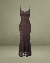 Coffee Sweetheart Neck Mermaid Maxi Dress