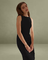 The Black Water Ripple Textured Cami Dress