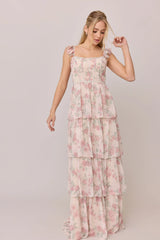 Ellapink Luxe Chiffon Floral Print Dress | Made To Order