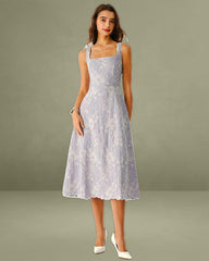 Purple Floral Slip Midi Dress