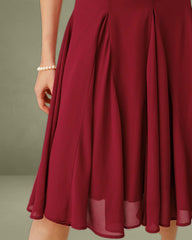 Red Chiffon A-Line Slip Midi Dress