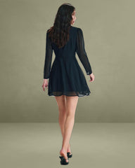 Black Chiffon Wrap Mini Dress