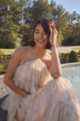 Ellapink Tulle Floral Print Dress | Made To Order