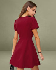 Red Button A-Line Mini Dress
