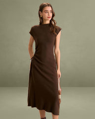 Brown Bodycon Reversible Sweater Dress
