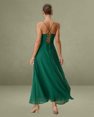 Green Cowl Neck Slip Maxi Dress