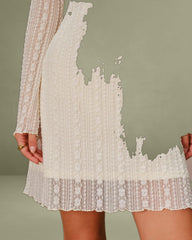 Apricot Lace Bell Sleeve Mini Dress