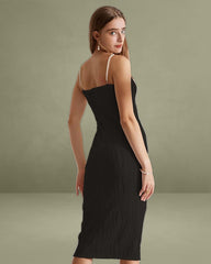 The Black Water Ripple Textured Cami Dress