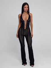 SAWYER JUMPSUIT BLACK BURNOUT