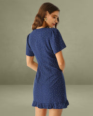 Blue Polka Dot Mini Dress