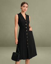 The Black V-Neck Tunic Midi Dress