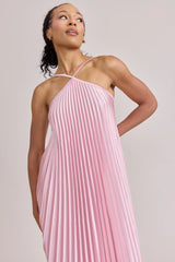 Ellapink Satin Pleated Dress | Made To Order