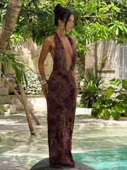 TIANE MAXI DRESS BROWN MULTI