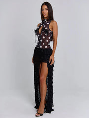 MAELIS MAXI DRESS BLACK POLKA DOT