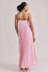Ellapink Satin Pleated Dress | Made To Order