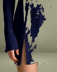 Navy Square Neck A-Line Mini Dress