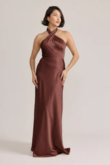 Ellapink Satin Dress | Ready To Ship | Mahogany