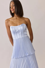 Ellapink Satin Pleated Dress | Made To Order