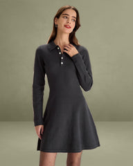 Grey Pleated Sweater Mini Dress