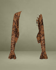 Brown Floral Two-piece Midi Dress