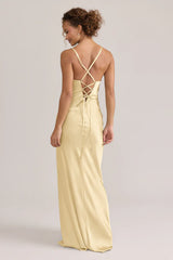 Ellapink Satin Dress | Ready To Ship | Pale Yellow