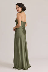 Ellapink Satin Dress | Ready To Ship | Moss