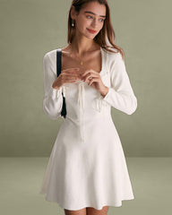 The White Square Neck Sweater Mini Dress
