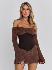 Ellapink JUNO MINI DRESS BROWN