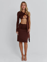 Ellapink SERNA MIDI DRESS CHOCOLATE