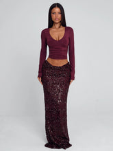 Ellapink ISLE MAXI SKIRT BURGUNDY